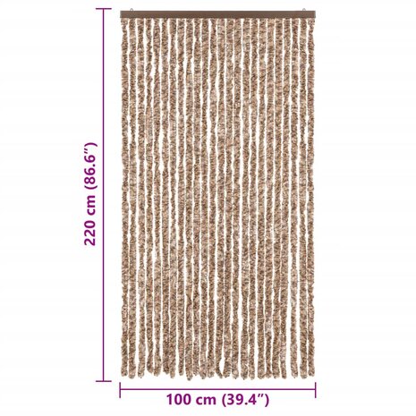 Vliegengordijn 100x220 cm chenille beige en donkerbruin 7