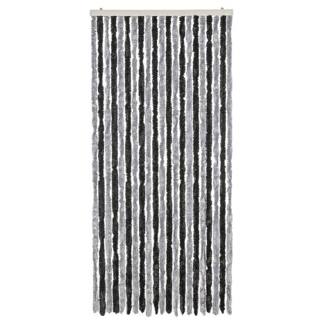 Vliegengordijn 90x220 cm chenille grijs en zwart 3