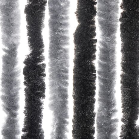 Vliegengordijn 90x220 cm chenille grijs en zwart 6