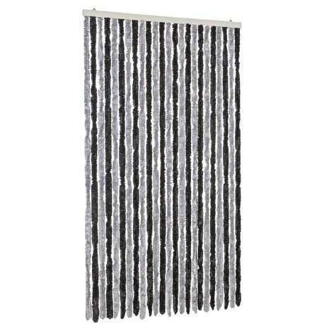 Vliegengordijn 100x200 cm chenille grijs en zwart 2