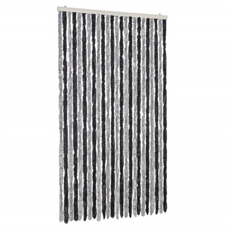 Vliegengordijn 100x230 cm chenille grijs en zwart 2