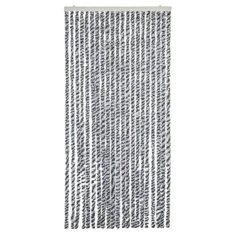 Vliegengordijn 90x220 cm chenille grijs en zwart-wit 3