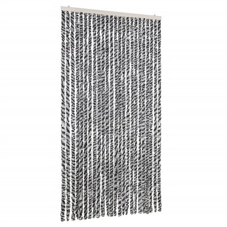 Vliegengordijn 100x200 cm chenille grijs en zwart-wit 2