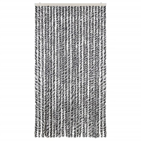 Vliegengordijn 100x200 cm chenille grijs en zwart-wit 3