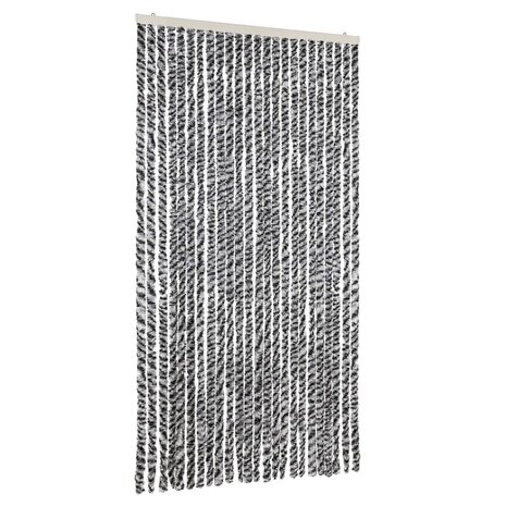 Vliegengordijn 100x220 cm chenille grijs en zwart-wit 2