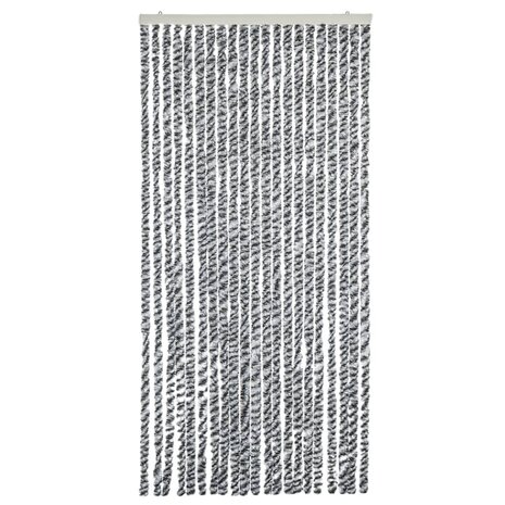 Vliegengordijn 100x220 cm chenille grijs en zwart-wit 3