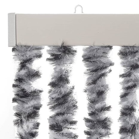 Vliegengordijn 100x220 cm chenille grijs en zwart-wit 4