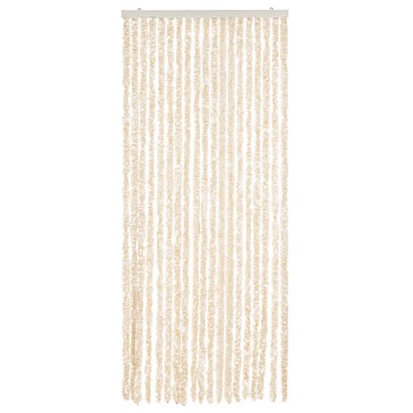 Vliegengordijn 56x200 cm chenille beige en wit 3