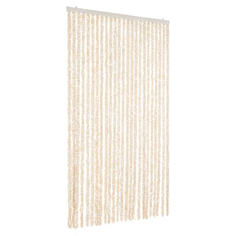 Vliegengordijn 100x200 cm chenille beige en wit 2