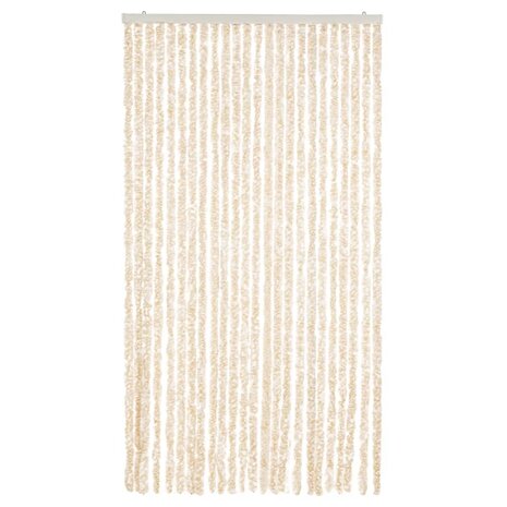 Vliegengordijn 100x200 cm chenille beige en wit 3