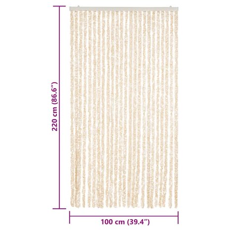 Vliegengordijn 100x220 cm chenille beige en wit 7