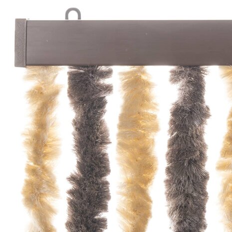 Vliegengordijn 90x220 cm chenille donkerbruin en beige 4