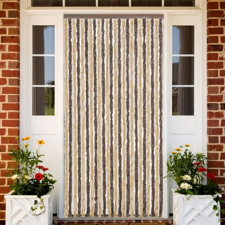 Vliegengordijn 100x200 cm chenille donkerbruin en beige 1