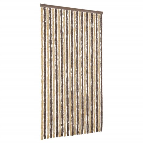 Vliegengordijn 100x200 cm chenille donkerbruin en beige 2