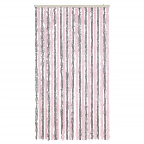 Vliegengordijn 100x220 cm chenille zilvergrijs en roze 3