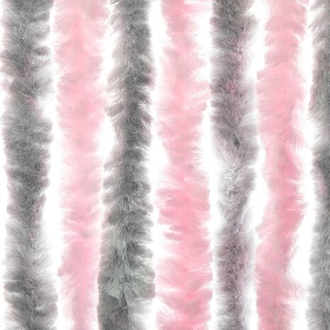Vliegengordijn 100x220 cm chenille zilvergrijs en roze 5
