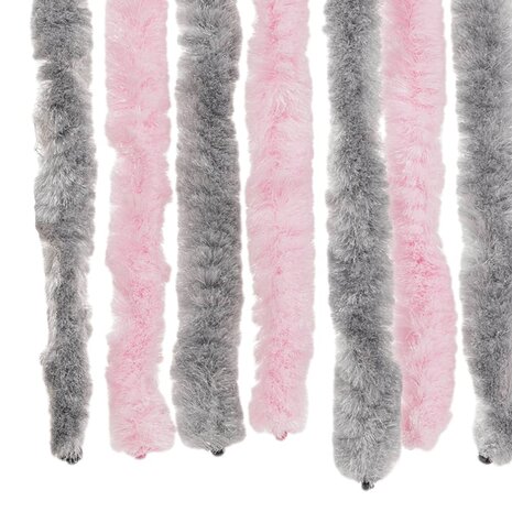 Vliegengordijn 100x220 cm chenille zilvergrijs en roze 6