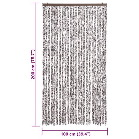 Vliegengordijn 100x200 cm chenille bruin en beige 7