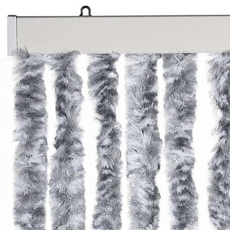 Vliegengordijn 100x200 cm chenille wit en grijs 4