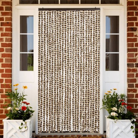 Vliegengordijn 100x200 cm chenille beige en bruin 1