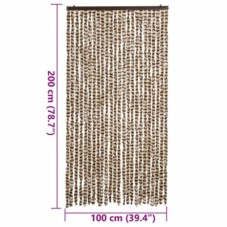 Vliegengordijn 100x200 cm chenille beige en bruin 7