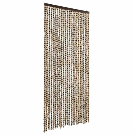 Vliegengordijn 100x230 cm chenille beige en bruin 2