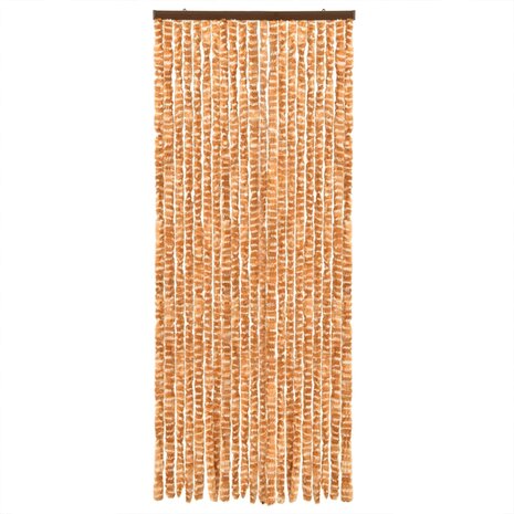 Vliegengordijn 100x230 cm chenille okerkleurig en wit 3