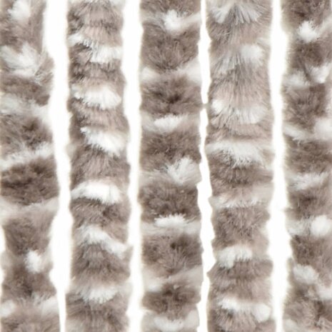 Vliegengordijn 90x200 cm chenille taupe en wit 4