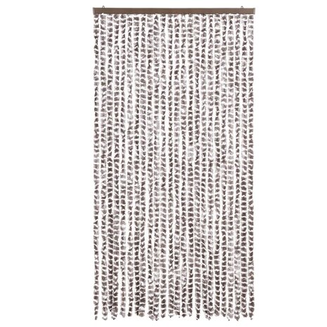 Vliegengordijn 100x230 cm chenille taupe en wit 3