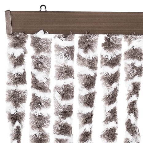 Vliegengordijn 100x230 cm chenille taupe en wit 4
