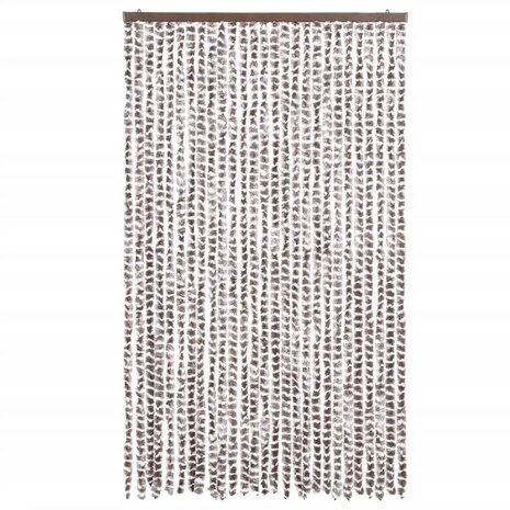 Vliegengordijn 118x220 cm chenille taupe en wit 3
