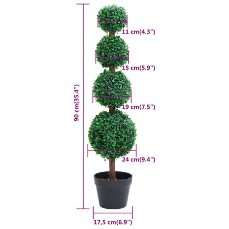 Kunstplant met pot buxus bolvorming 90 cm groen 5