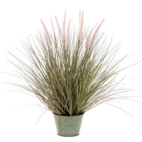 Emerald Kunstplant in zinken pot lampenpoetsergras 58 cm 2