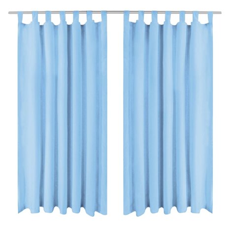 Micro-satijnen gordijnen met lussen 140x225 cm turquoise 2 st 1