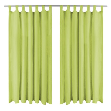 Micro-satijnen gordijnen met lussen 140x225 cm groen 2 st 1