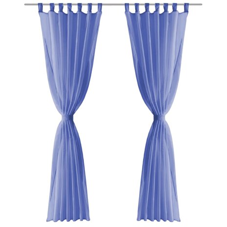 Gordijnen voile 140x225 cm koningsblauw 2 st 3