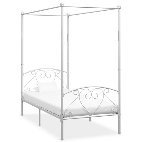Hemelbedframe metaal wit 90x200 cm 1