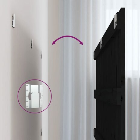 Wandhoofdbord 204x3x90 cm massief grenenhout zwart 6