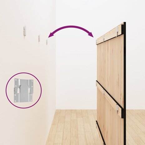 Hoofdbord wandmontage 204x3x110 cm massief grenenhout zwart 6