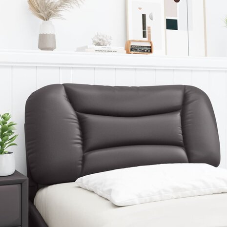 Hoofdbordkussen 80 cm kunstleer grijs 3