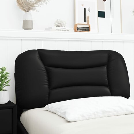 Hoofdbordkussen 90 cm kunstleer zwart 3