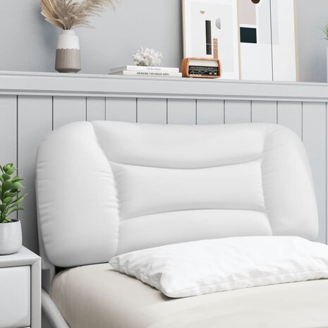 Hoofdbordkussen 90 cm kunstleer wit 3