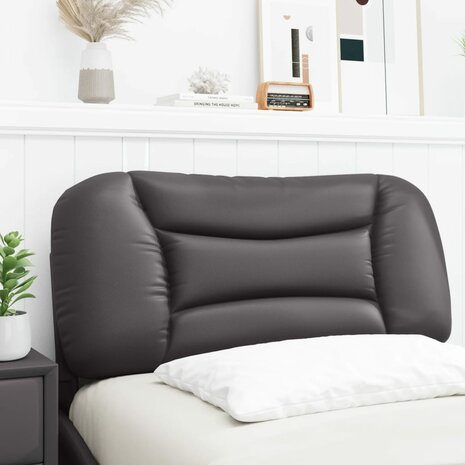 Hoofdbordkussen 90 cm kunstleer grijs 3