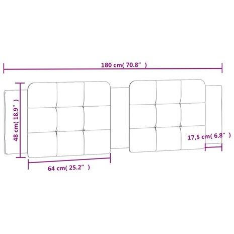 Hoofdbordkussen 180 cm kunstleer wit en zwart 10