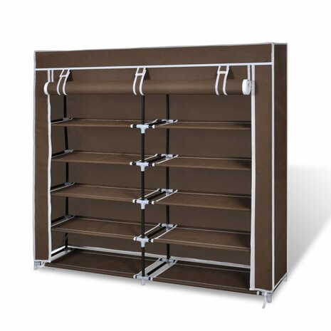Schoenenkast met hoes 115x28x110 stof bruin 1