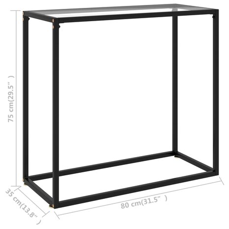 Wandtafel 80x35x75 cm gehard glas transparant 6