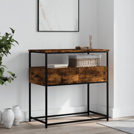 Wandtafel 75x40x75 cm bewerkt hout gerookt eikenkleurig 1