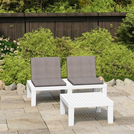 2-delige Loungeset met kussens kunststof wit 1