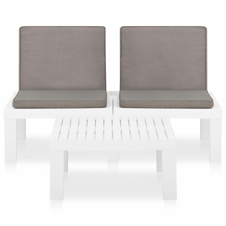2-delige Loungeset met kussens kunststof wit 3