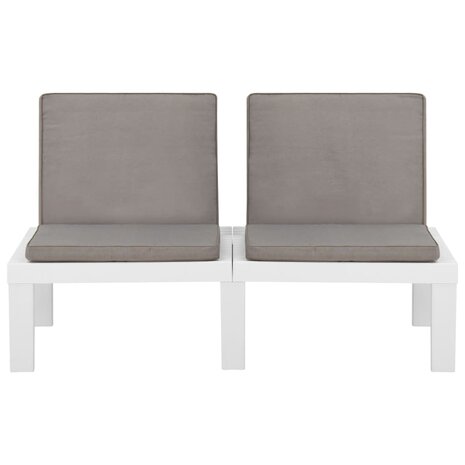 2-delige Loungeset met kussens kunststof wit 5
